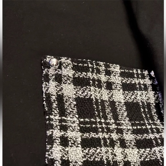 Joseph Ribkoff Black Drop Shoulder 3/4 Sleeves Top Size 10, Plaid Pockets - Picture 5 of 7